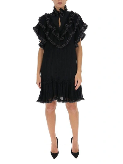 Shop See By Chloé Ruffle Trimmed Mini Dress In Black