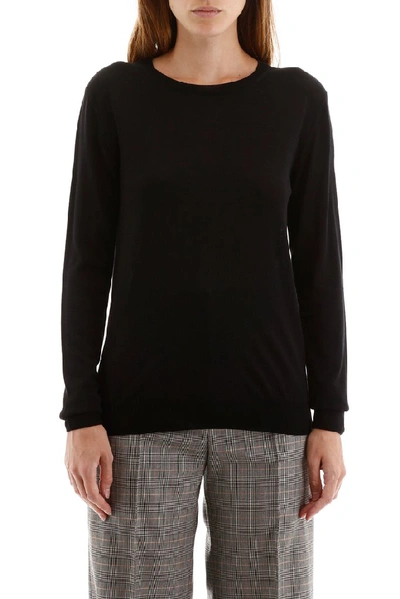 Shop Stella Mccartney Fitted Long Sleeve Sweater In Black