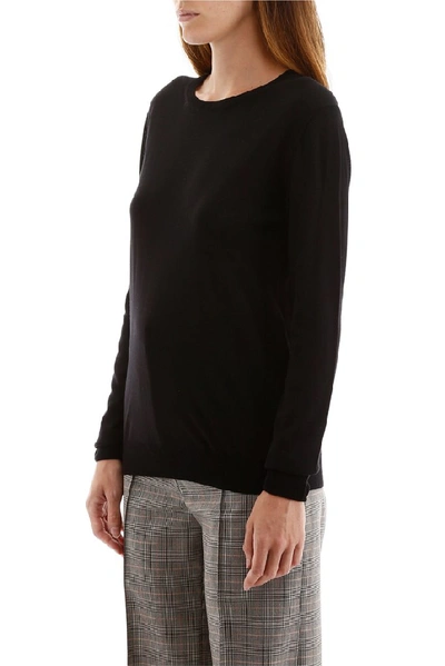 Shop Stella Mccartney Fitted Long Sleeve Sweater In Black