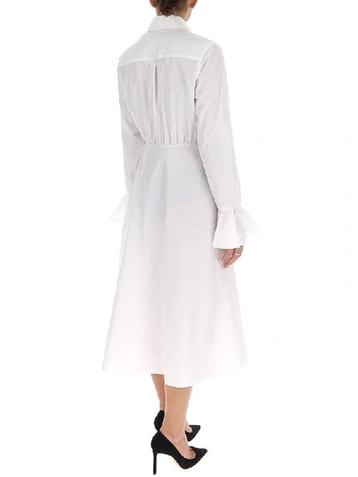 Shop Valentino Flared Ruffle Detail Shirt Dress In White