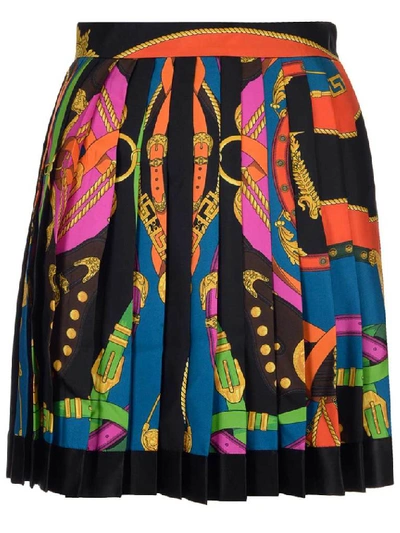 Shop Versace Pleated Mini Skirt In Multi