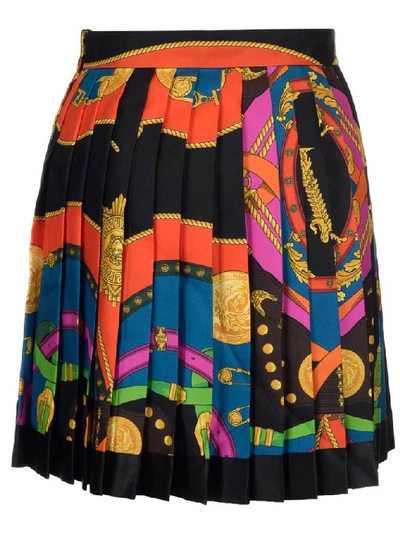 Shop Versace Pleated Mini Skirt In Multi