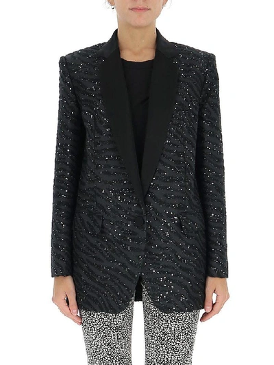 Shop Michael Michael Kors Sequin Embellished Blazer In Black