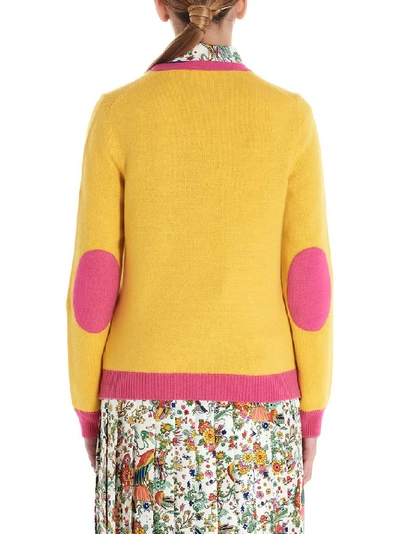Shop Tory Burch Contrasting Detail Cardigan In Yellow
