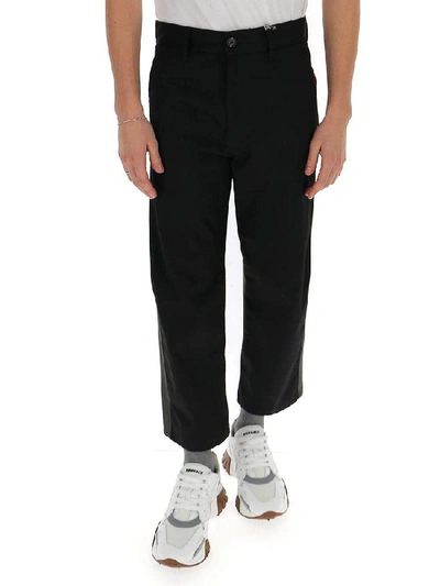 Shop Marni Cropped Panelled Trousers In Black