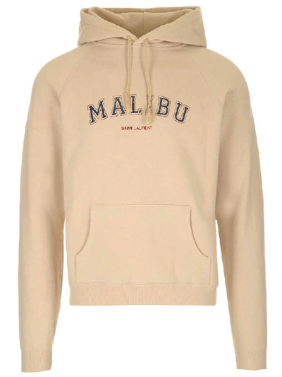 Shop Saint Laurent Malibu Hoodie In Beige