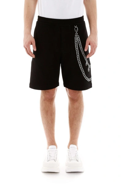 Shop Alexander Mcqueen Embroidered Chain Shorts In Black