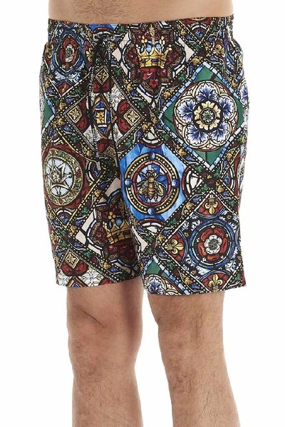 Shop Dolce & Gabbana Vetrate Swimshorts In Multi