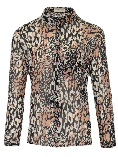 Shop Saint Laurent Leopard Printed Shirt In Multi