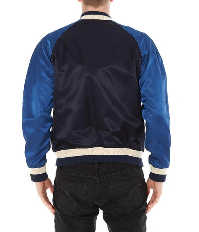 Shop Alexander Mcqueen Embroidered Bomber Jacket In Blue