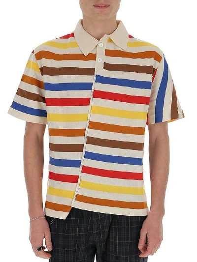 Shop Marni Striped Asymmetric Polo Shirt In Multi