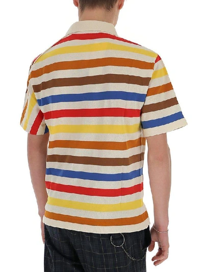 Shop Marni Striped Asymmetric Polo Shirt In Multi