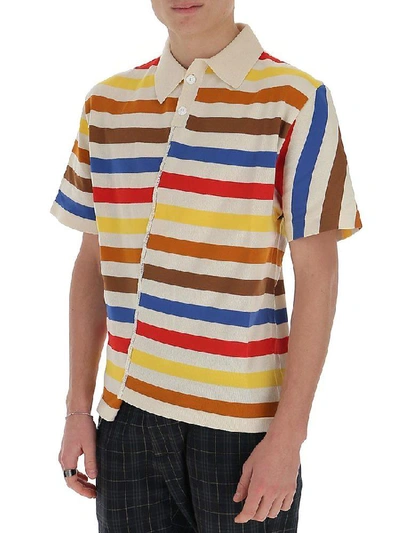 Shop Marni Striped Asymmetric Polo Shirt In Multi
