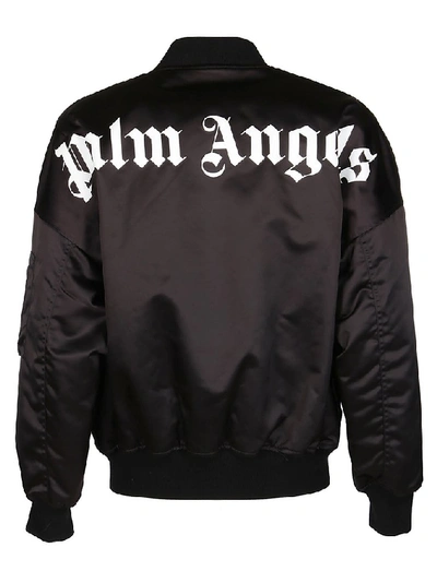 Shop Palm Angels Logo Bomber Jacket In Black