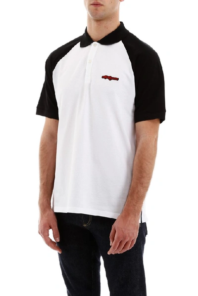 Shop Alexander Mcqueen Embroidered Logo Contrast Collar Polo Shirt In White