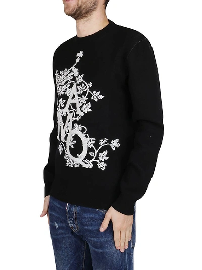 Shop Alexander Mcqueen Monogram Knitted Sweater In Black