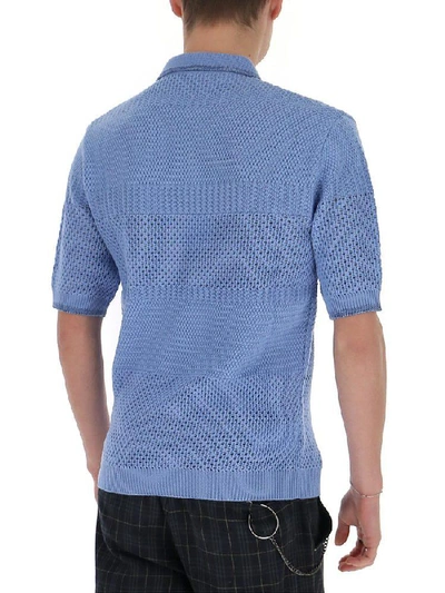 Shop Marni Knitted Polo Shirt In Blue