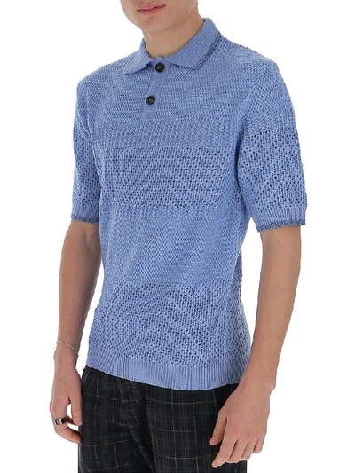 Shop Marni Knitted Polo Shirt In Blue