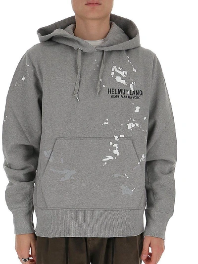 Shop Helmut Lang Logo Hoodie In Grey