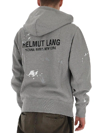 Shop Helmut Lang Logo Hoodie In Grey