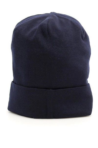 Shop Dolce & Gabbana Logo Patch Beanie In Navy