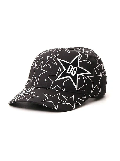 Shop Dolce & Gabbana Star Printed Logo Patch Baseball Cap In Black