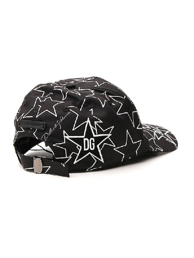 Shop Dolce & Gabbana Star Printed Logo Patch Baseball Cap In Black