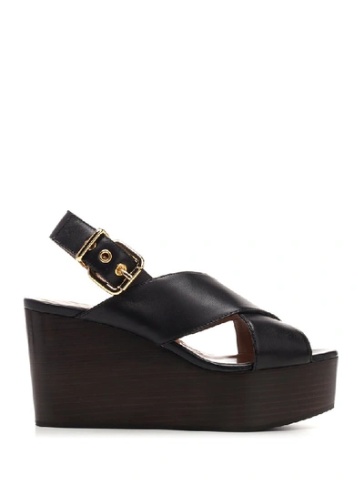 Shop Marni Crossover Platform Sandals In Black