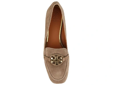 Shop Tory Burch Logo Loafers In Brown