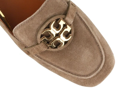 Shop Tory Burch Logo Loafers In Brown