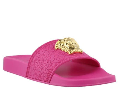 Shop Versace Medusa Logo Slides In Pink