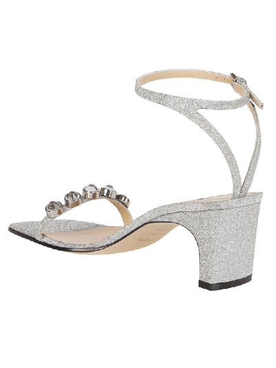 Shop Sergio Rossi Glitter Sandals In Silver