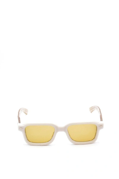 Shop Jacques Marie Mage Sandro Rectangular Frame Sunglasses In White