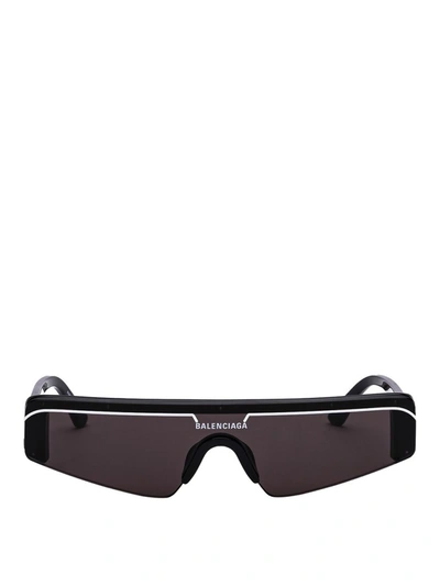 Shop Balenciaga Eyewear Logo Printed Biker Sunglasses In Black