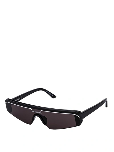 Shop Balenciaga Eyewear Logo Printed Biker Sunglasses In Black