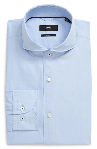 Shop Hugo Boss Slim Fit Soft Line Solid Dress Shirt In Light Blue