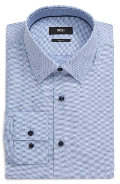 Shop Hugo Boss Slim Fit Geometric Dress Shirt In Medium Blue