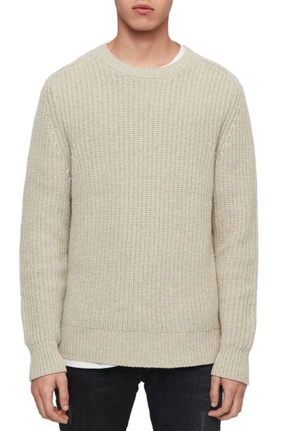 Shop Allsaints Galley Crewneck Wool Sweater In Taupe Marl