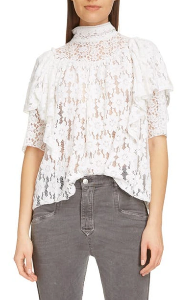 Shop Isabel Marant Étoile Vetea Floral Lace Ruffle Top In White