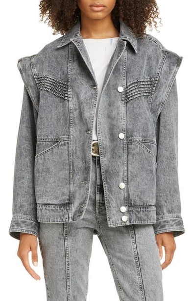 Shop Isabel Marant Étoile Harmon Convertible Denim Jacket In Grey