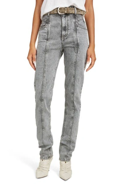 Shop Isabel Marant Étoile Hominy Acid Wash High Waist Jeans In Grey