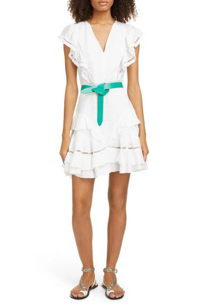 Shop Isabel Marant Étoile Isabel Marant Etoile Audrey Ladder Stitch Linen Minidress In White