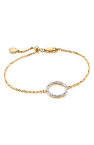 Shop Monica Vinader Riva Pave Diamond Circle Chain Bracelet In Yellow Gold/ Diamond