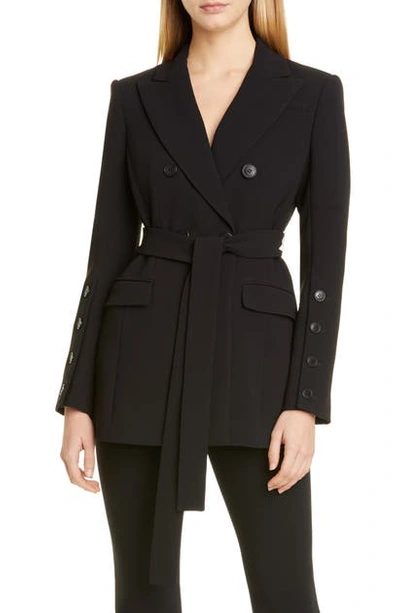 Shop Altuzarra Waist Tie Double Breasted Jacket In 000001 Black