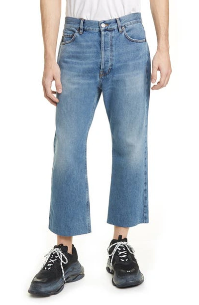 Shop Balenciaga Crop Jeans In Light Vint Indigo