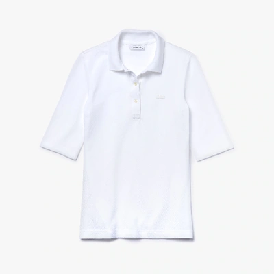 Shop Lacoste Women's Slim Fit Supple Cotton Polo - 36 In White