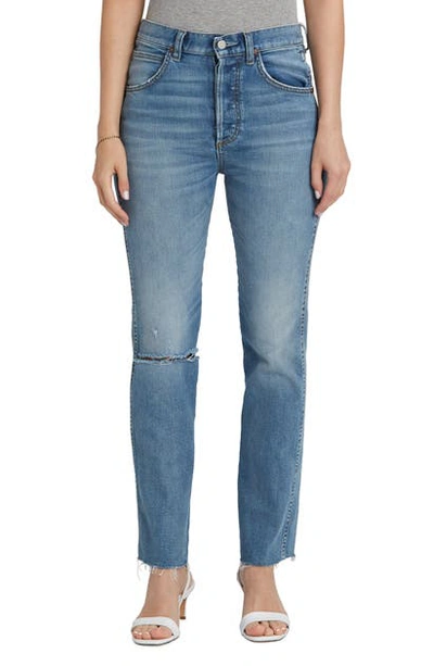 Shop Boyish Jeans The Dempsey Ripped High Waist Raw Hem Jeans In Claires Knee