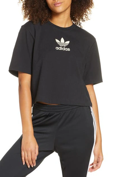 Shop Adidas Originals Large Trefoil Tee In Black