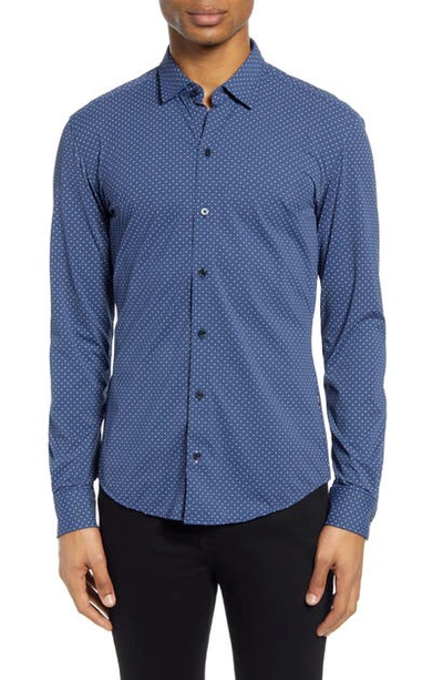 Shop Hugo Boss Robbie Regular Fit Dot Print Button-up Performance Shirt In Open Green