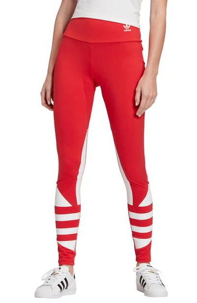 Shop Adidas Originals Large Logo Tights In Lush Red/ White